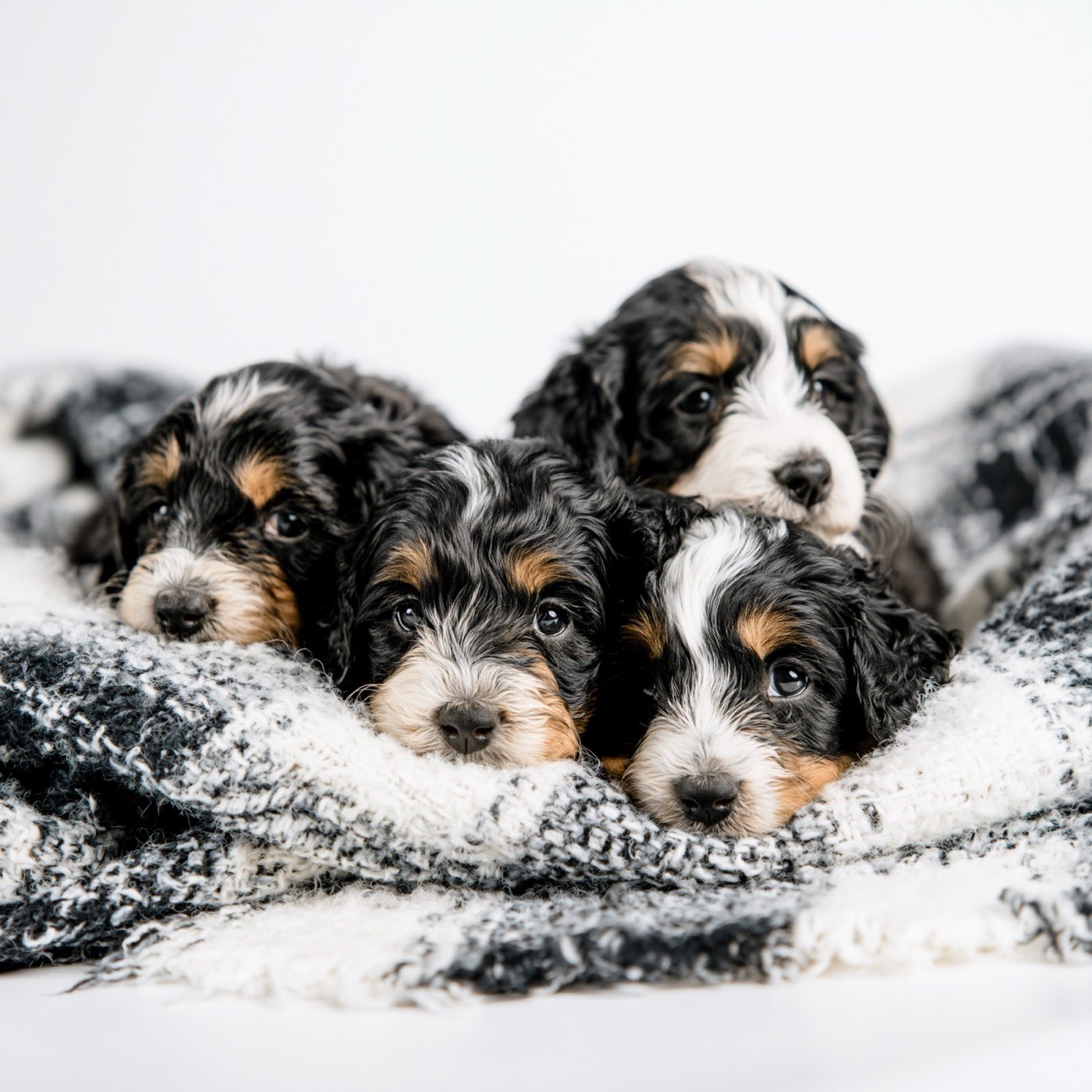 A brand new litter of Bernedoodle puppies