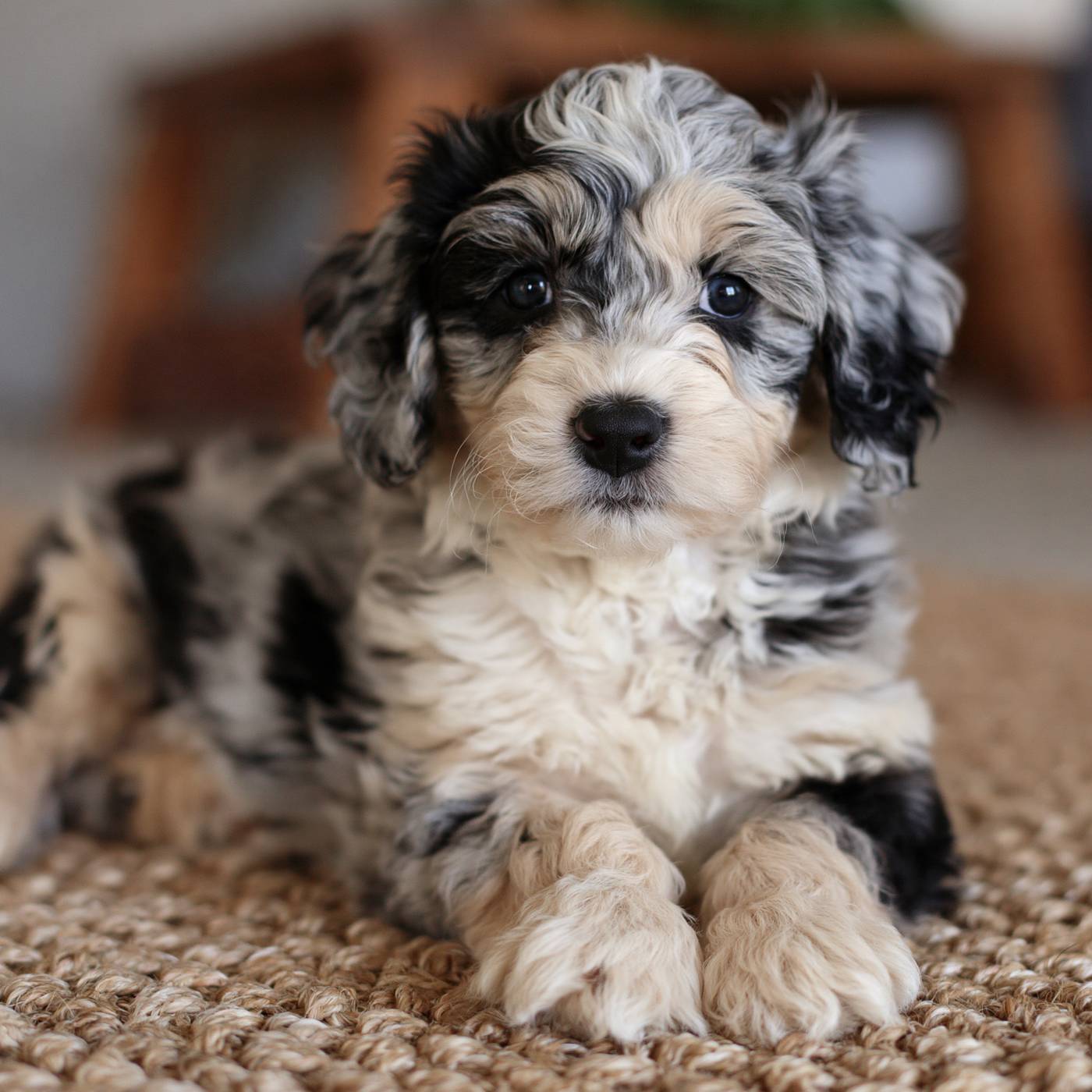 Phantom blue merle Mini Bernedoodle puppy